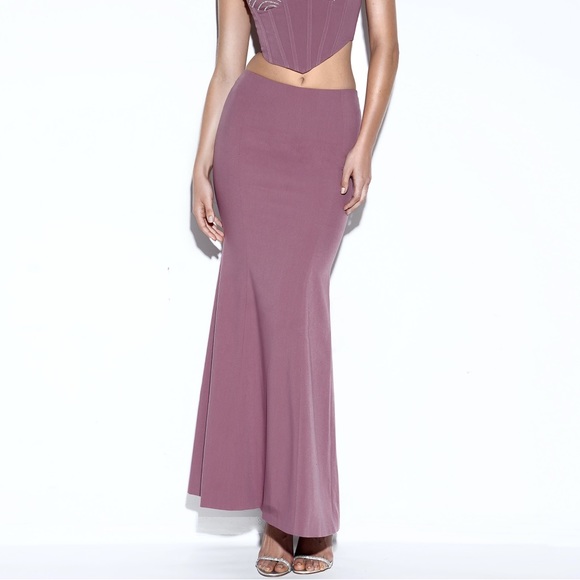 NWT Miss Circle Delice Mauve pale purple Flare mermaid style Maxi Skirt - Picture 3 of 7